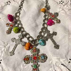 Colorful cross necklace